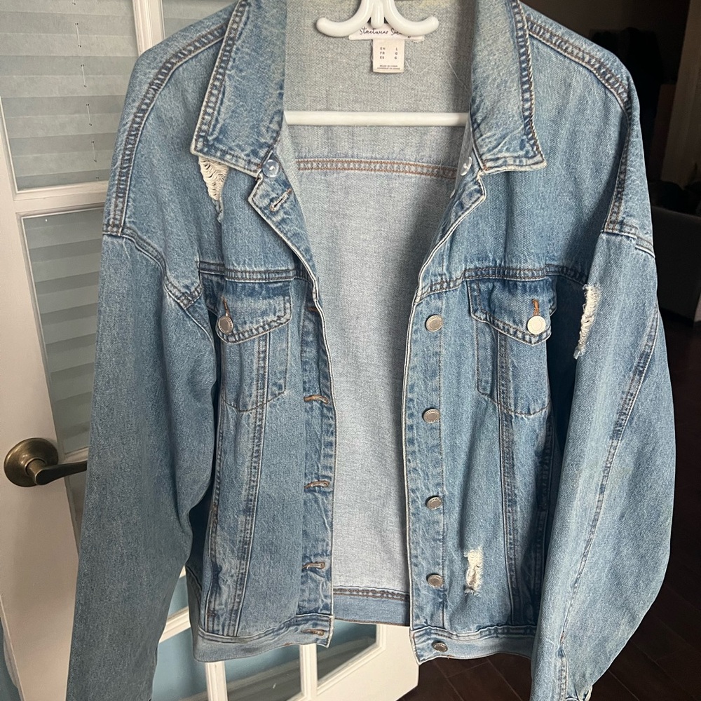 Streetwear Society Light Blue Distressed Jean Jacket